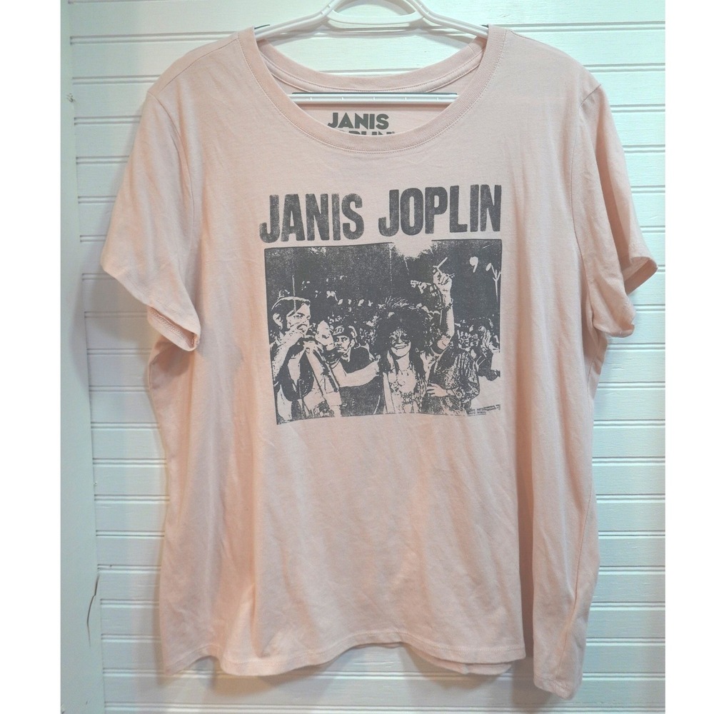 Janis Joplin T-shirt Women's Xl Lucky Brand 2024 Tee Pastel Pink Lightweight Top